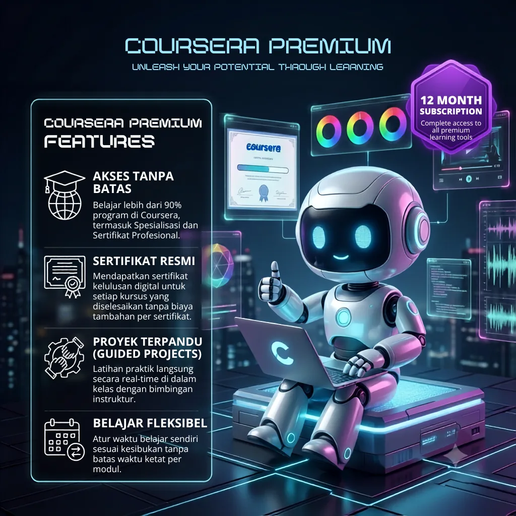 Pratinjau Coursera Premium 12 Month