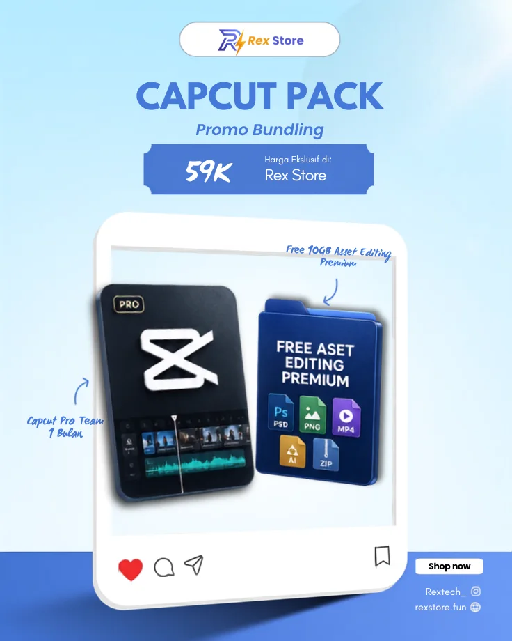 Pratinjau CapCut Pack — CapCut Pro 1 Bulan + 10GB Aset Editing Premium