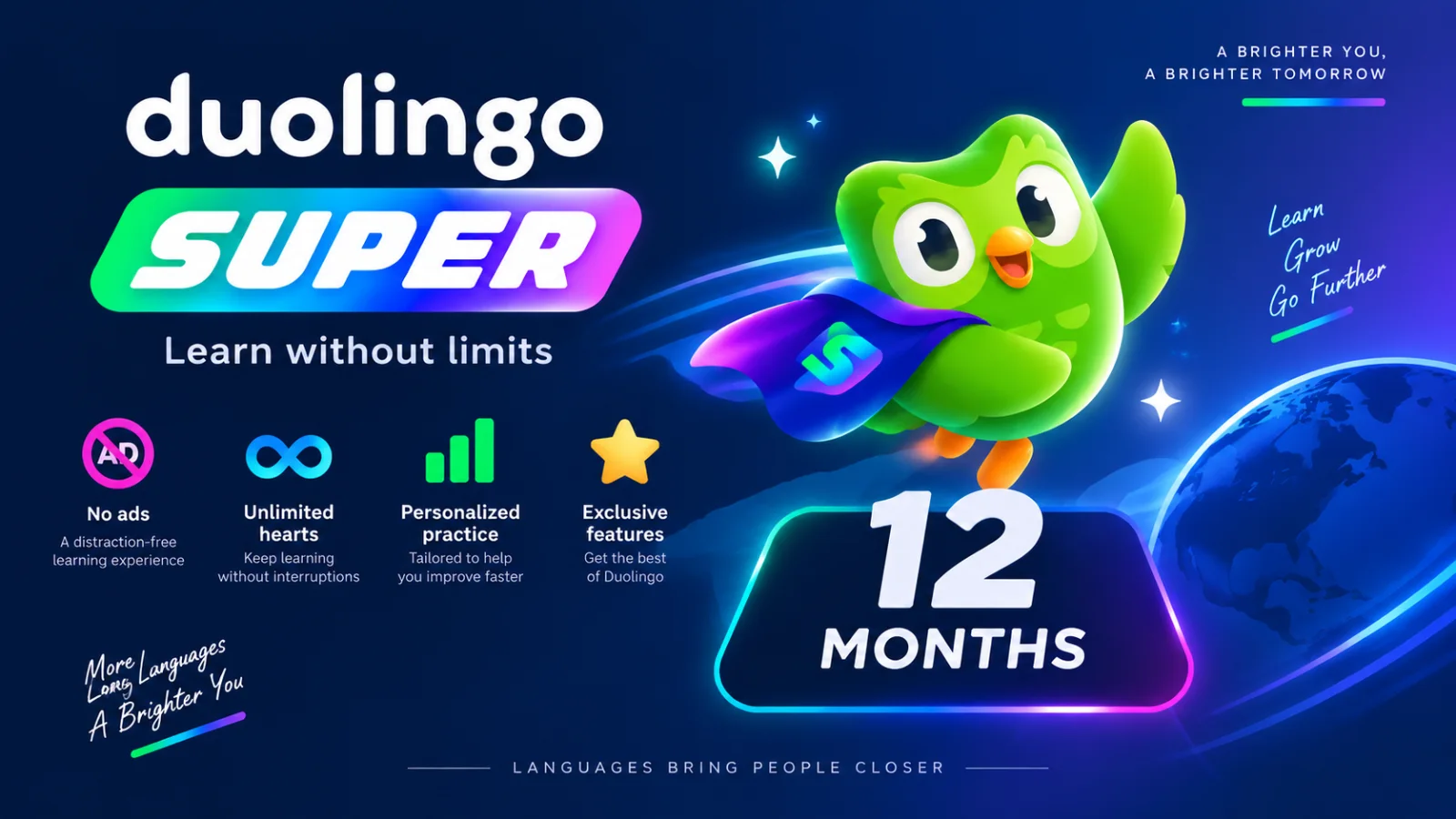 Pratinjau Duolingo Super - 12 Bulan